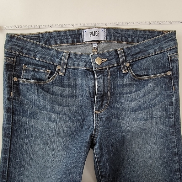 Paige Peg Skinny Distress Wash Medium Blue Jeans Size 28 - Picture 4 of 11